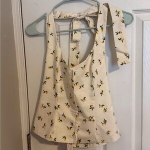 Zara Lemon Print Halter Top